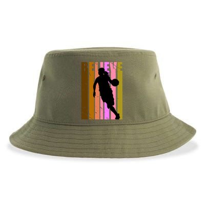 Retro Believe Basketball Player Team Coach Coaching Gift Sustainable Bucket Hat