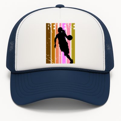 Retro Believe Basketball Player Team Coach Coaching Gift Trucker Hat