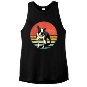 Retro Boston Bull Terrier Dog Puppy Boston Terrier Dad Mom Ladies PosiCharge Tri-Blend Wicking Tank