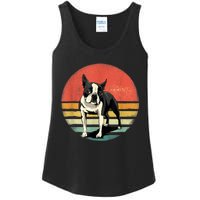 Retro Boston Bull Terrier Dog Puppy Boston Terrier Dad Mom Ladies Essential Tank