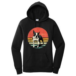 Retro Boston Bull Terrier Dog Puppy Boston Terrier Dad Mom Women's Pullover Hoodie