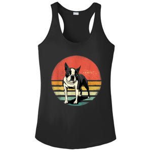 Retro Boston Bull Terrier Dog Puppy Boston Terrier Dad Mom Ladies PosiCharge Competitor Racerback Tank