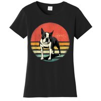 Retro Boston Bull Terrier Dog Puppy Boston Terrier Dad Mom Women's T-Shirt