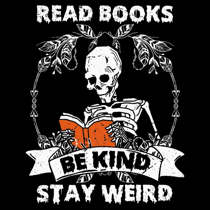 Read Books Be Kind Stay Weird Skeleton Reading Book Lover 16 in Basic Backpack