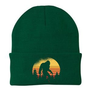 Retro Bigfoot Believer Silhouette Sasquatch Hide And Seek Knit Cap Winter Beanie