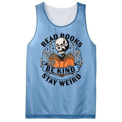 Read Books Be Kind Stay Weird Skeleton Reading Book Bookish Mesh Reversible Basketball Jersey Tank