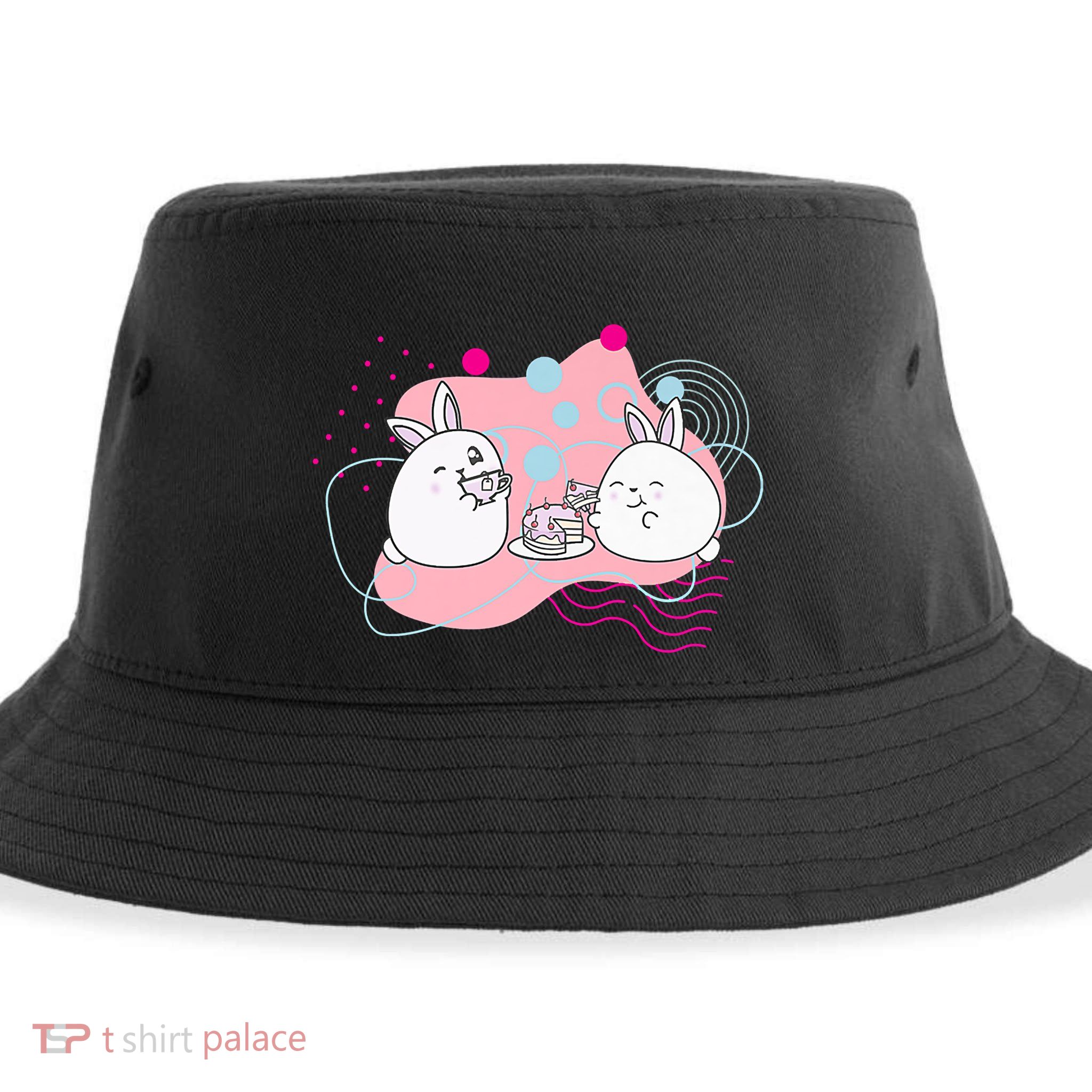 Rainbow Bunny Bop Tea Party Sustainable Bucket Hat