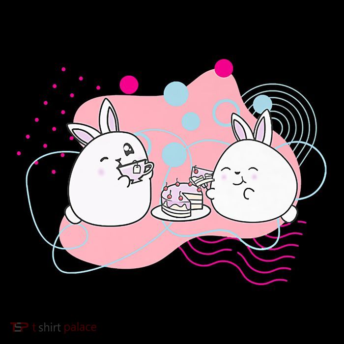Rainbow Bunny Bop Tea Party Button