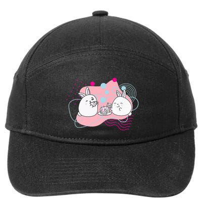 Rainbow Bunny Bop Tea Party 7-Panel Snapback Hat