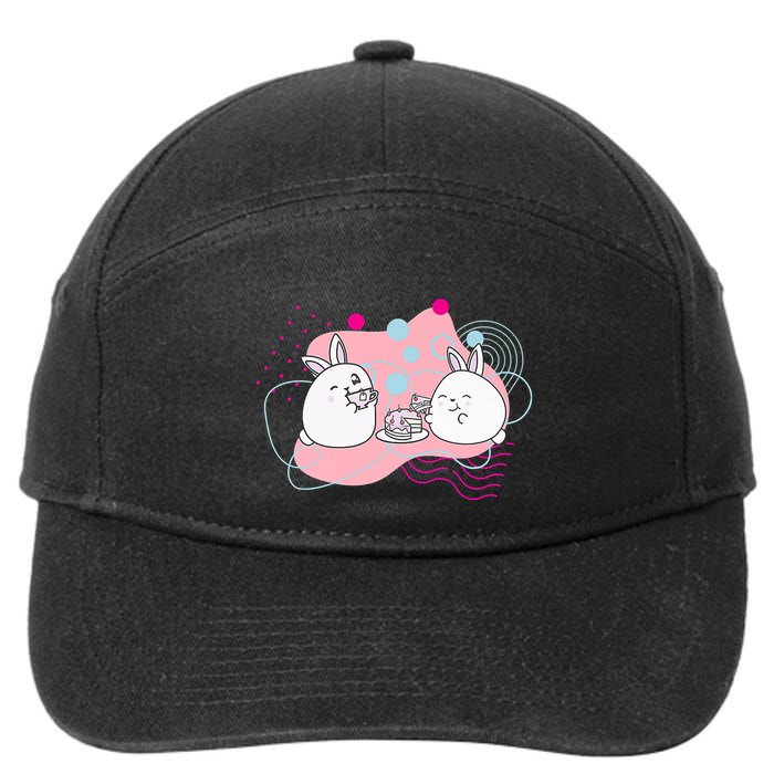 Rainbow Bunny Bop Tea Party 7-Panel Snapback Hat