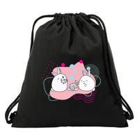 Rainbow Bunny Bop Tea Party Drawstring Bag