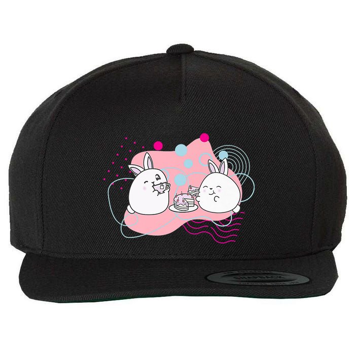Rainbow Bunny Bop Tea Party Wool Snapback Cap