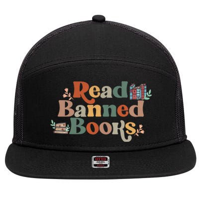 Read Banned Books Book Lover 7 Panel Mesh Trucker Snapback Hat