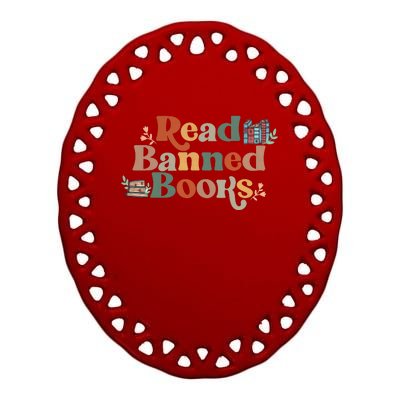 Read Banned Books Book Lover Ceramic Oval Ornament