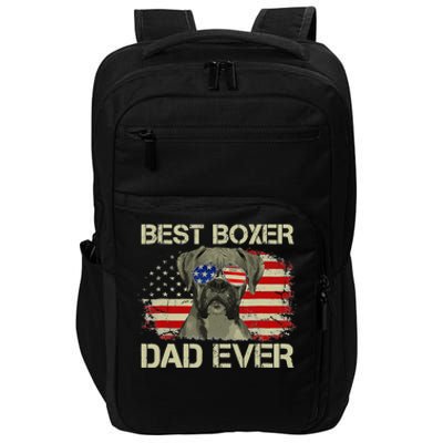 Retro Best Boxer Dad Ever US Flag Dog Lover Fathers Day Impact Tech Backpack