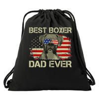 Retro Best Boxer Dad Ever US Flag Dog Lover Fathers Day Drawstring Bag