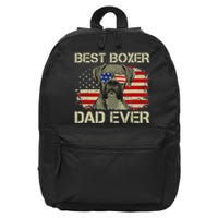 Retro Best Boxer Dad Ever US Flag Dog Lover Fathers Day 16 in Basic Backpack