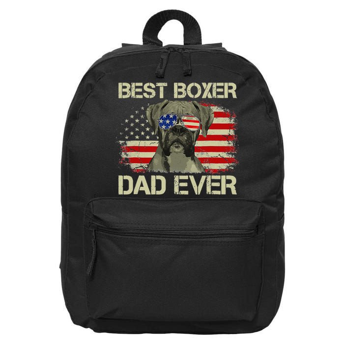 Retro Best Boxer Dad Ever US Flag Dog Lover Fathers Day 16 in Basic Backpack