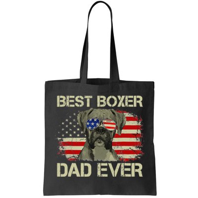 Retro Best Boxer Dad Ever US Flag Dog Lover Fathers Day Tote Bag