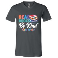 Read Books Be Kind Stay Weird V-Neck T-Shirt