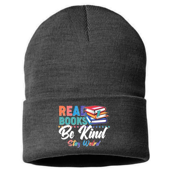 Read Books Be Kind Stay Weird Sustainable Knit Beanie