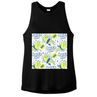 Retro Bee Buzz Off Cartoon Ladies PosiCharge Tri-Blend Wicking Tank