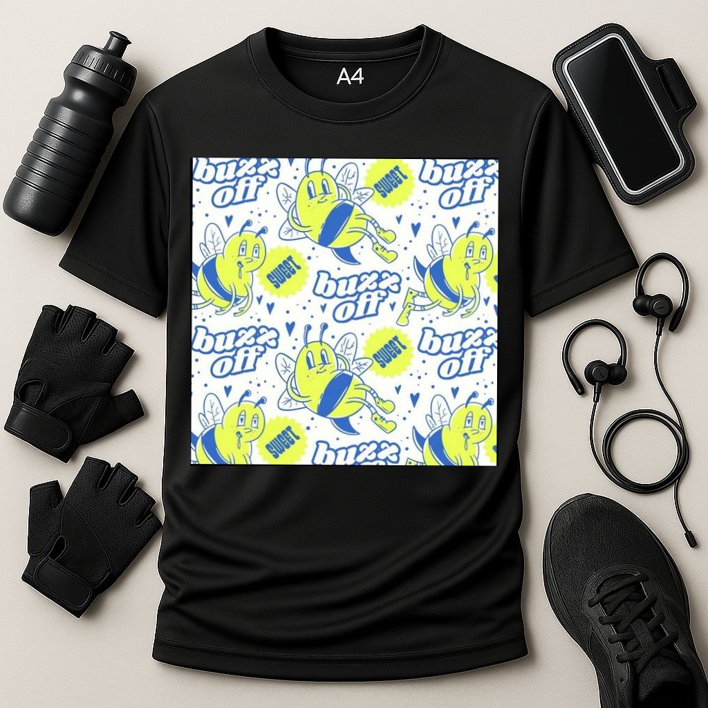 Retro Bee Buzz Off Cartoon Cooling Performance Crew T-Shirt