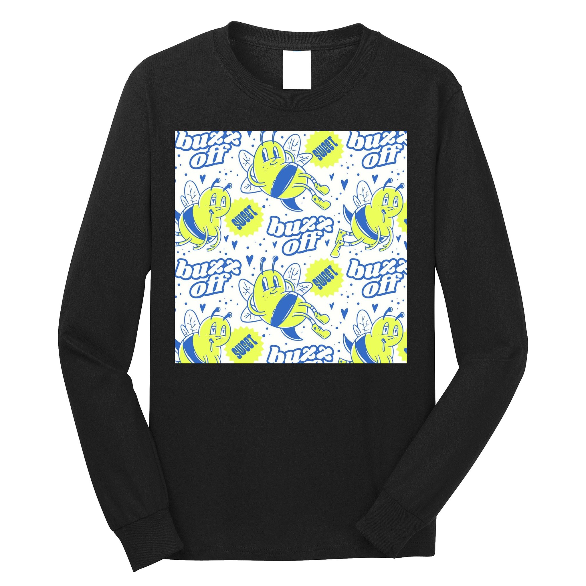 Retro Bee Buzz Off Cartoon Long Sleeve Shirt