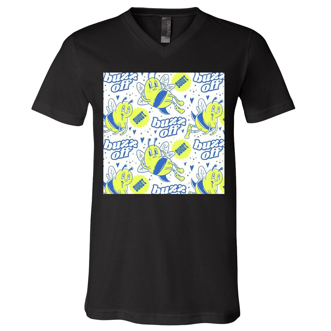 Retro Bee Buzz Off Cartoon V-Neck T-Shirt