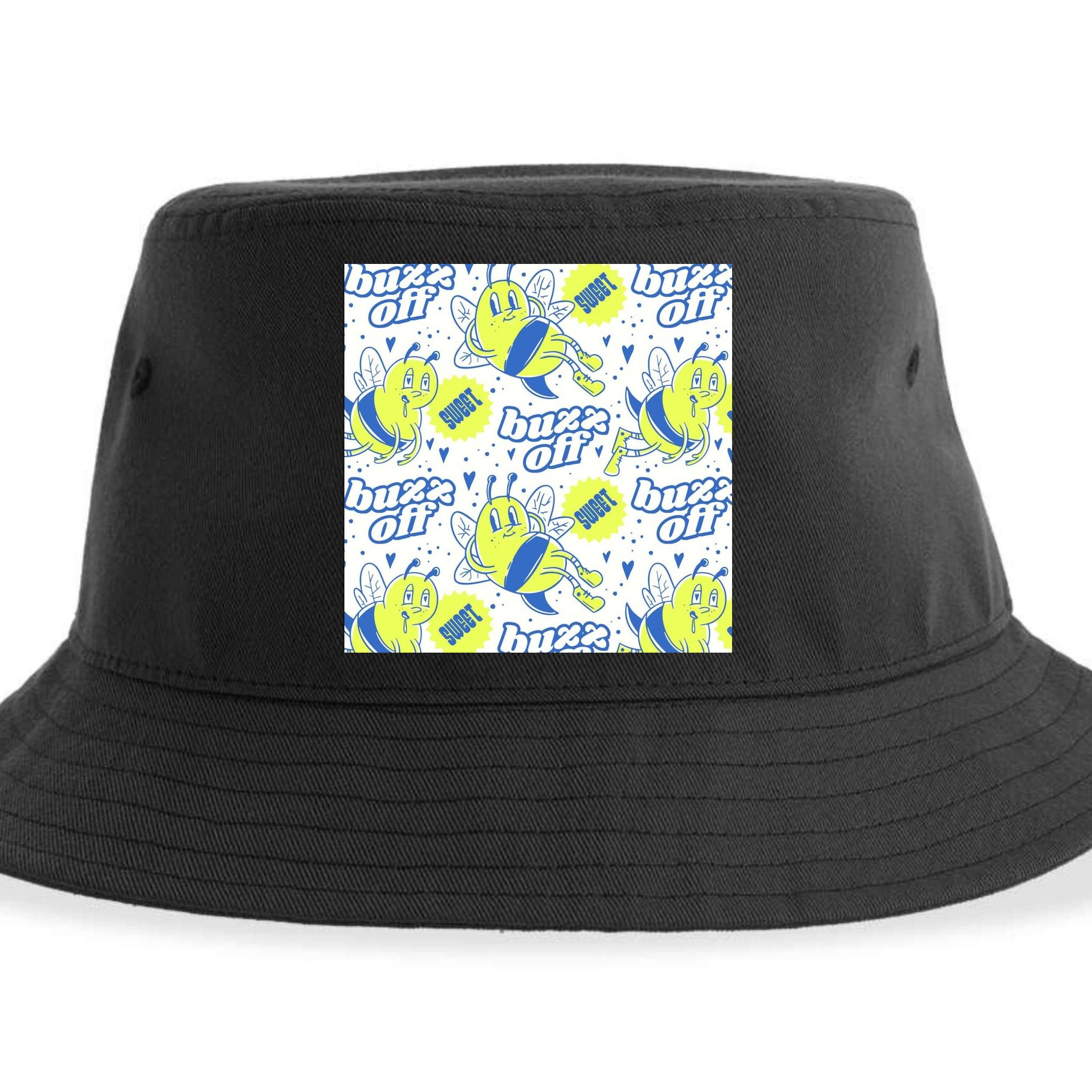 Retro Bee Buzz Off Cartoon Sustainable Bucket Hat