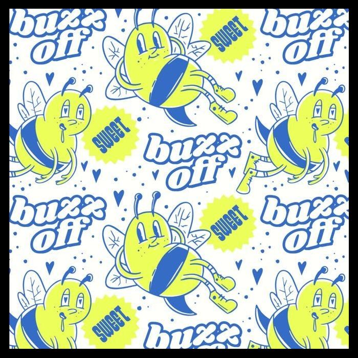 Retro Bee Buzz Off Cartoon Sustainable Bucket Hat