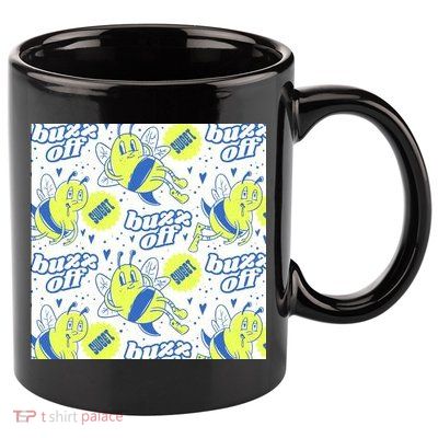 Retro Bee Buzz Off Cartoon 11oz C Handle Ceramic Mug