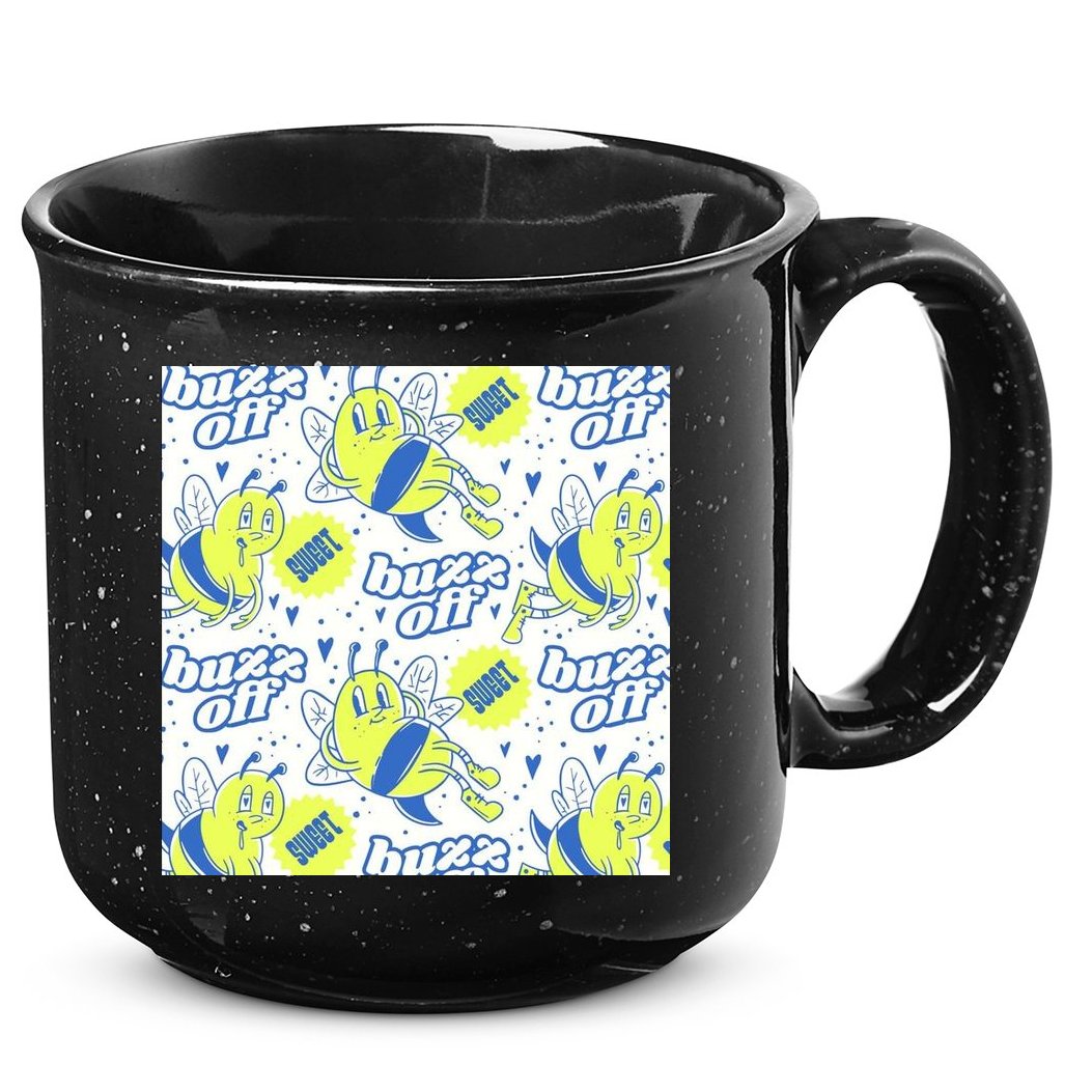 Retro Bee Buzz Off Cartoon 15oz Campfire Ceramic Mug