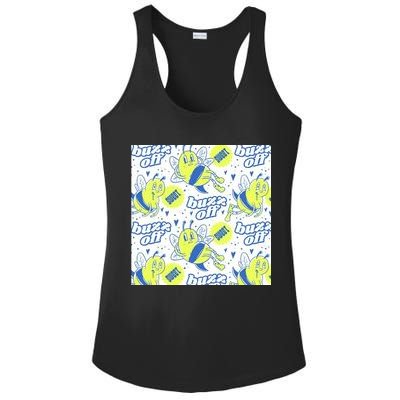 Retro Bee Buzz Off Cartoon Ladies PosiCharge Competitor Racerback Tank