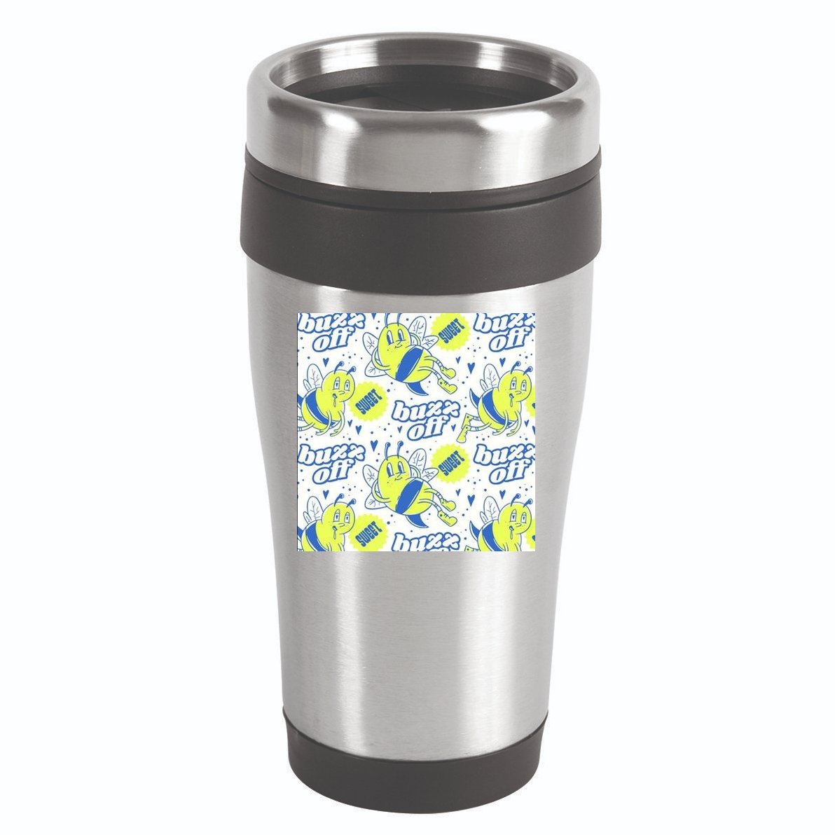 Retro Bee Buzz Off Cartoon 16oz Travel Tumbler