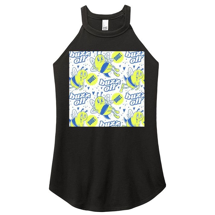 Retro Bee Buzz Off Cartoon Women's Perfect Tri Rocker Tank