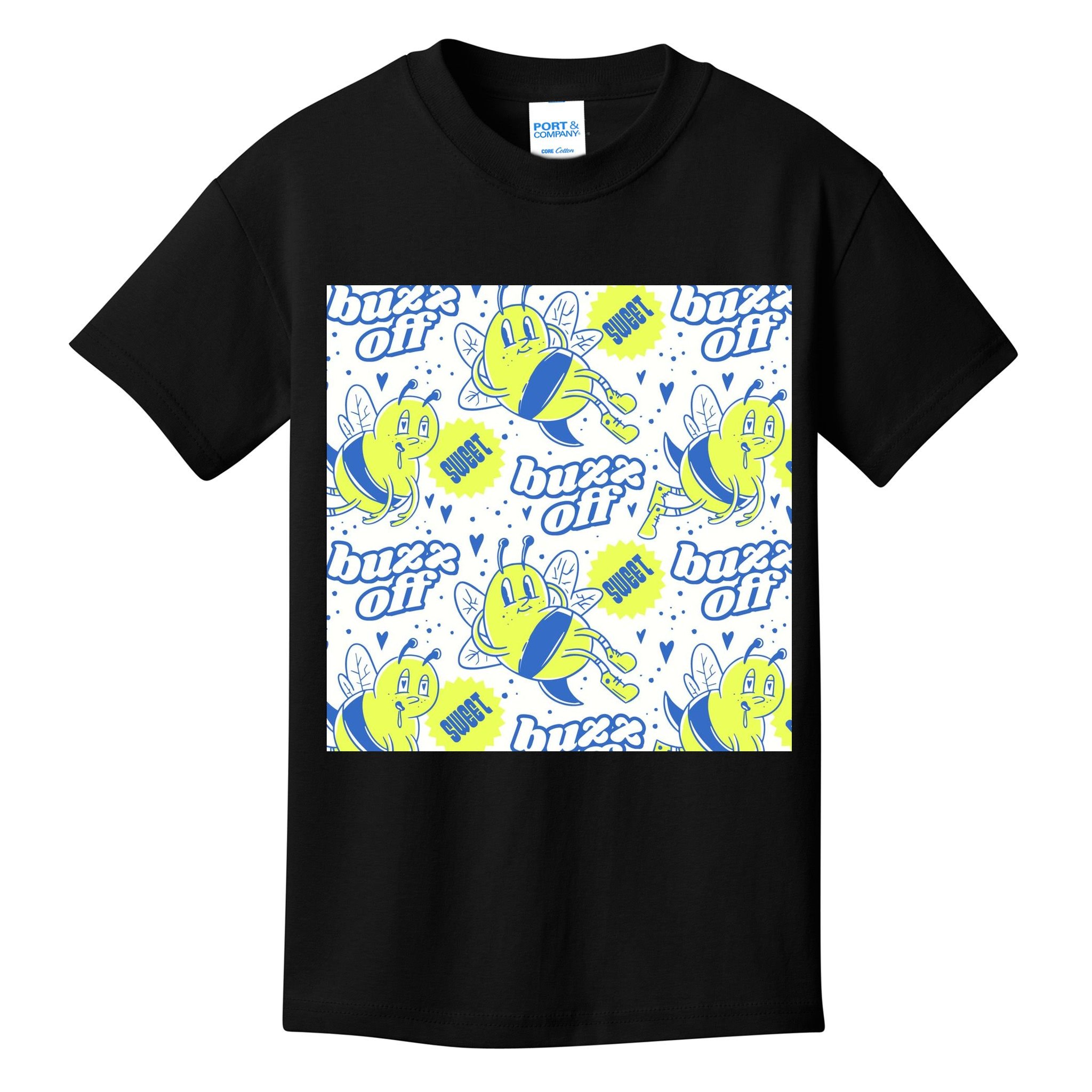 Retro Bee Buzz Off Cartoon Kids T-Shirt