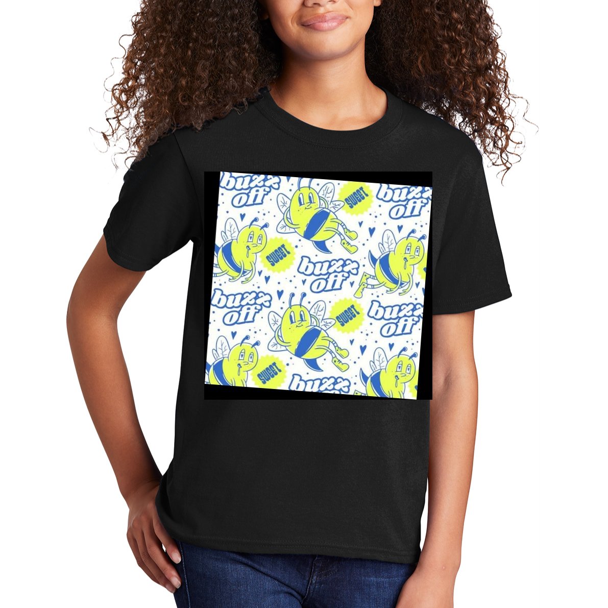 Retro Bee Buzz Off Cartoon Kids T-Shirt