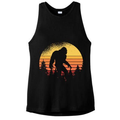 Retro Bigfoot Believer Silhouette Sasquatch Hide And Seek Ladies PosiCharge Tri-Blend Wicking Tank
