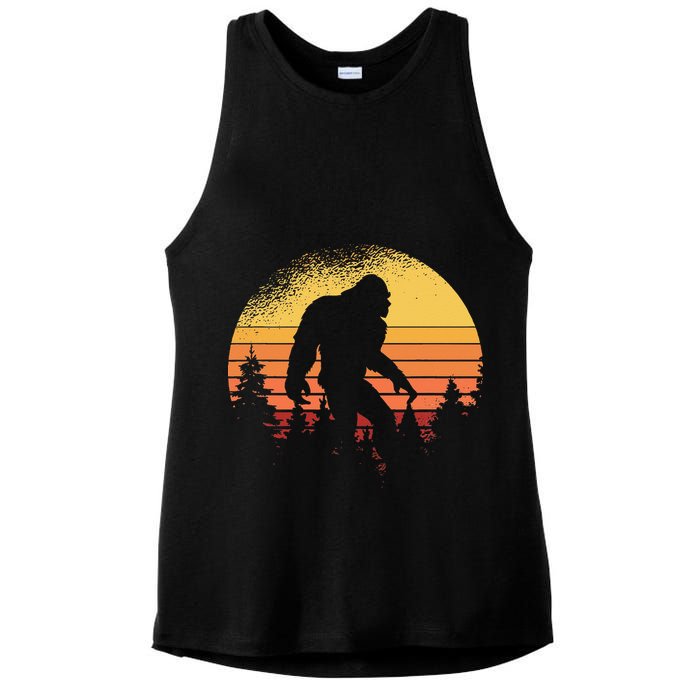 Retro Bigfoot Believer Silhouette Sasquatch Hide And Seek Ladies PosiCharge Tri-Blend Wicking Tank