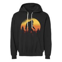 Retro Bigfoot Believer Silhouette Sasquatch Hide And Seek Garment-Dyed Fleece Hoodie