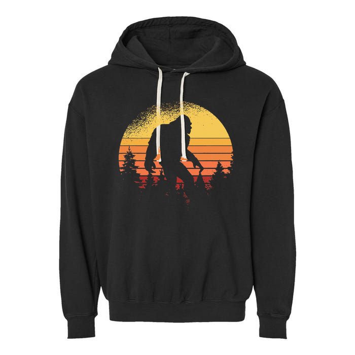 Retro Bigfoot Believer Silhouette Sasquatch Hide And Seek Garment-Dyed Fleece Hoodie