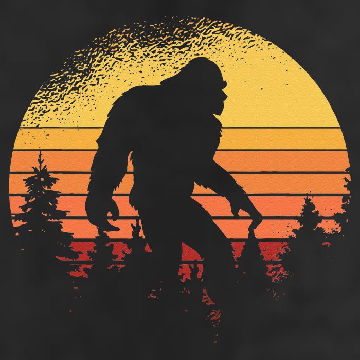 Retro Bigfoot Believer Silhouette Sasquatch Hide And Seek Garment-Dyed Fleece Hoodie