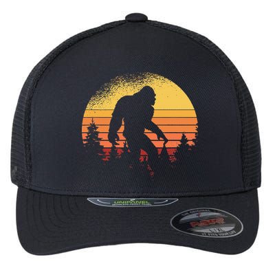Retro Bigfoot Believer Silhouette Sasquatch Hide And Seek Flexfit Unipanel Trucker Cap