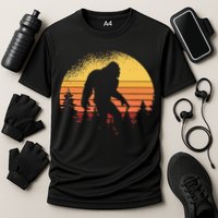 Retro Bigfoot Believer Silhouette Sasquatch Hide And Seek Performance Shirt