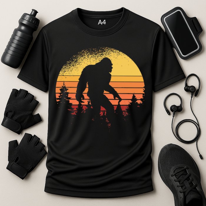 Retro Bigfoot Believer Silhouette Sasquatch Hide And Seek Performance Shirt