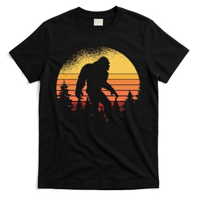 Retro Bigfoot Believer Silhouette Sasquatch Hide And Seek T-Shirt