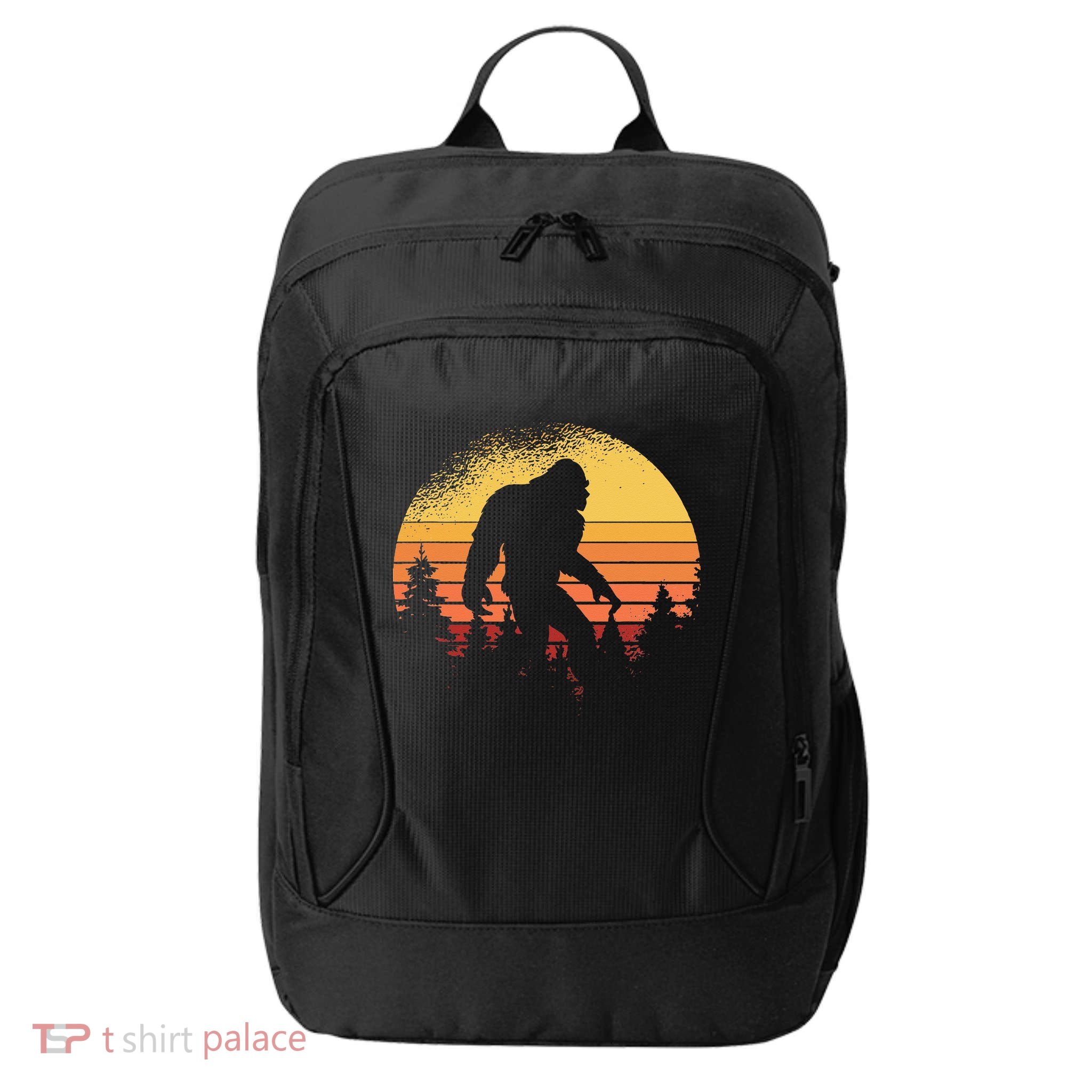 Retro Bigfoot Believer Silhouette Sasquatch Hide And Seek City Backpack