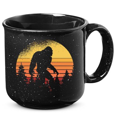 Retro Bigfoot Believer Silhouette Sasquatch Hide And Seek 15oz Campfire Ceramic Mug