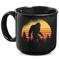 Retro Bigfoot Believer Silhouette Sasquatch Hide And Seek 15oz Campfire Ceramic Mug